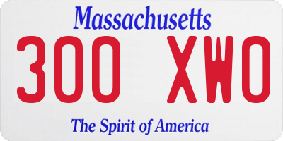 MA license plate 300XW0