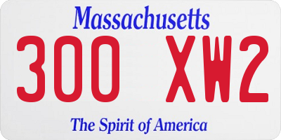 MA license plate 300XW2