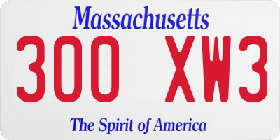 MA license plate 300XW3