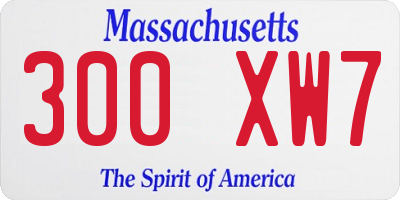 MA license plate 300XW7