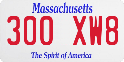 MA license plate 300XW8