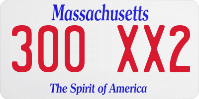MA license plate 300XX2