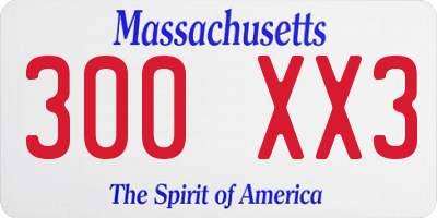 MA license plate 300XX3