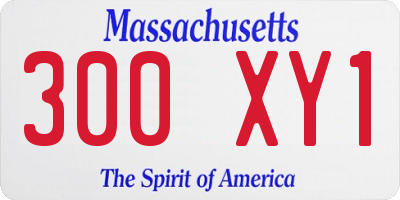 MA license plate 300XY1