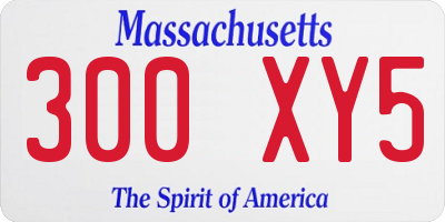 MA license plate 300XY5