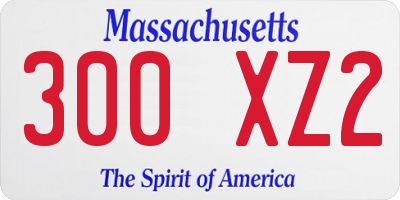 MA license plate 300XZ2
