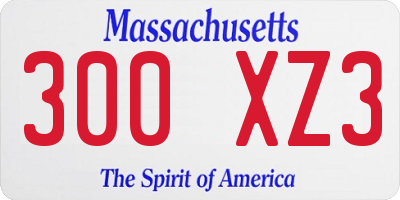 MA license plate 300XZ3
