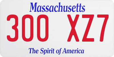 MA license plate 300XZ7