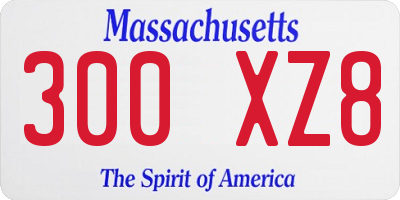 MA license plate 300XZ8