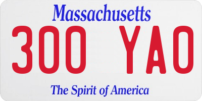 MA license plate 300YA0