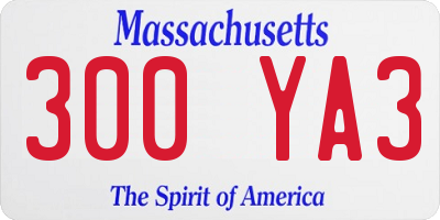 MA license plate 300YA3