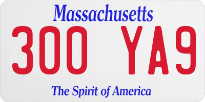 MA license plate 300YA9