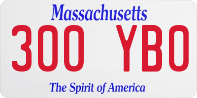 MA license plate 300YB0