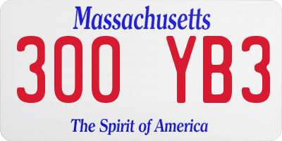 MA license plate 300YB3