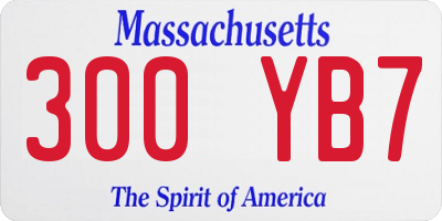 MA license plate 300YB7
