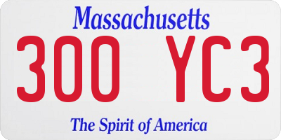 MA license plate 300YC3