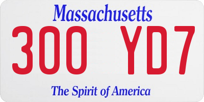 MA license plate 300YD7