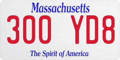 MA license plate 300YD8