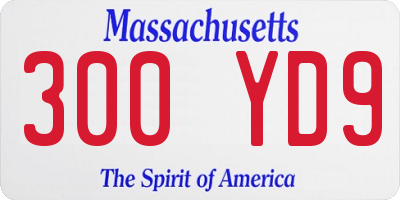 MA license plate 300YD9