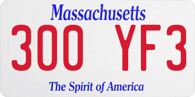 MA license plate 300YF3