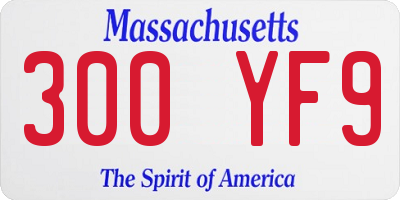 MA license plate 300YF9