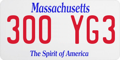 MA license plate 300YG3