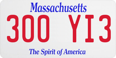 MA license plate 300YI3