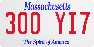MA license plate 300YI7