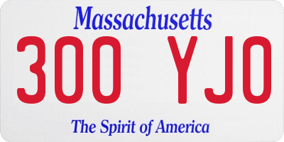 MA license plate 300YJ0