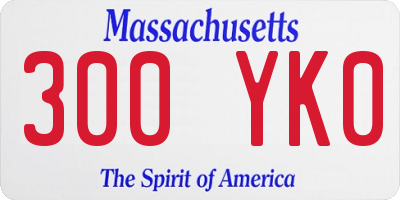 MA license plate 300YK0