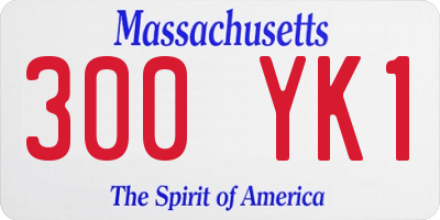 MA license plate 300YK1