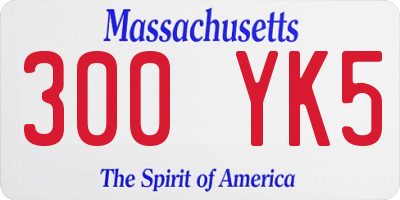 MA license plate 300YK5