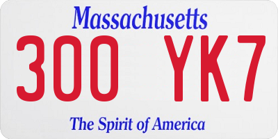 MA license plate 300YK7