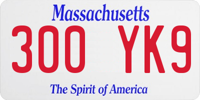 MA license plate 300YK9