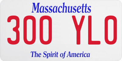 MA license plate 300YL0