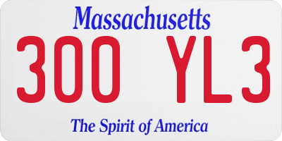 MA license plate 300YL3