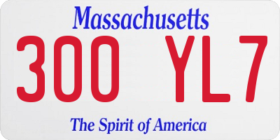 MA license plate 300YL7