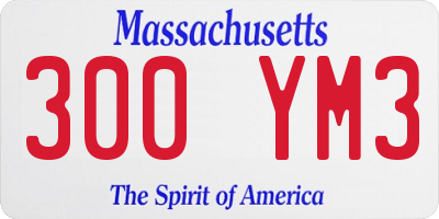 MA license plate 300YM3