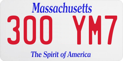 MA license plate 300YM7