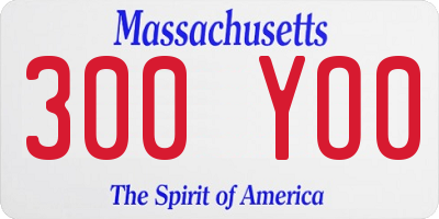 MA license plate 300YO0