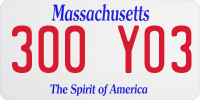 MA license plate 300YO3