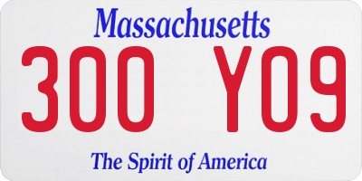 MA license plate 300YO9