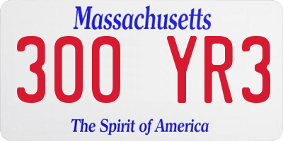 MA license plate 300YR3