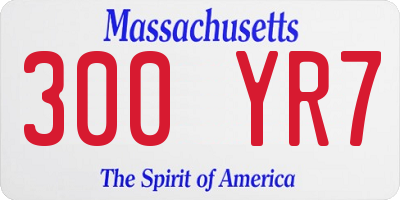 MA license plate 300YR7
