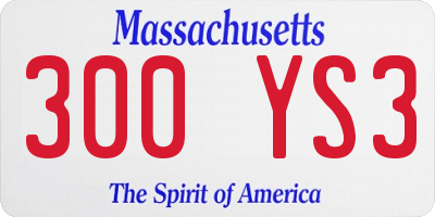 MA license plate 300YS3