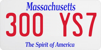 MA license plate 300YS7