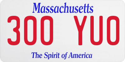 MA license plate 300YU0