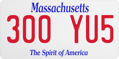 MA license plate 300YU5