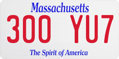 MA license plate 300YU7