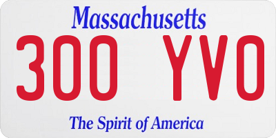 MA license plate 300YV0